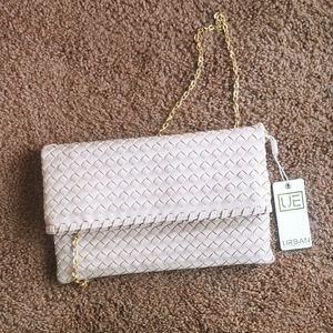 Pink purse woven faux leather